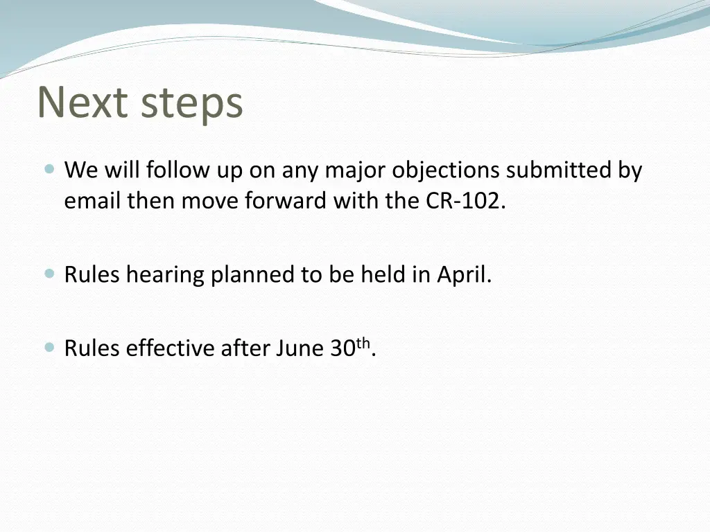 next steps