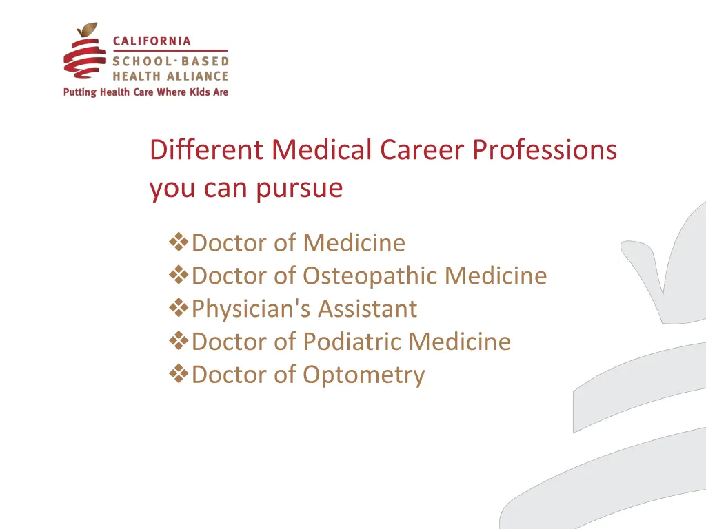 different medical career professions