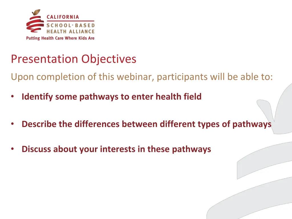 presentation objectives