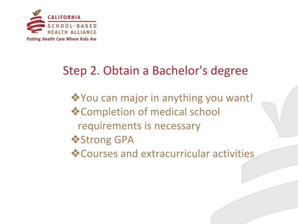 step 2 obtain a bachelor s degree