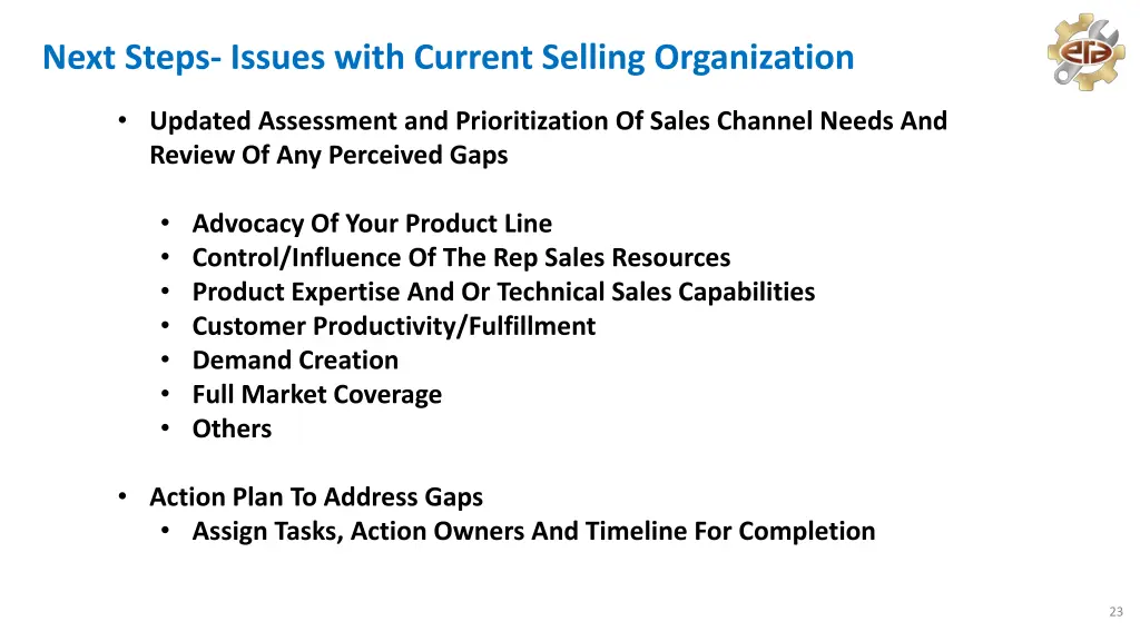 next steps issues with current selling