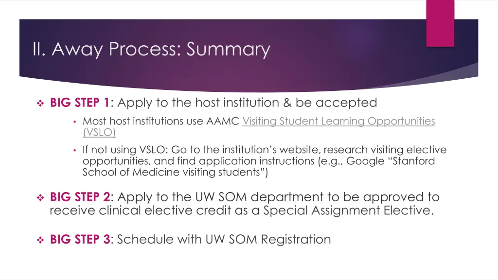 ii away process summary