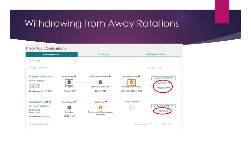 withdrawing from away rotations