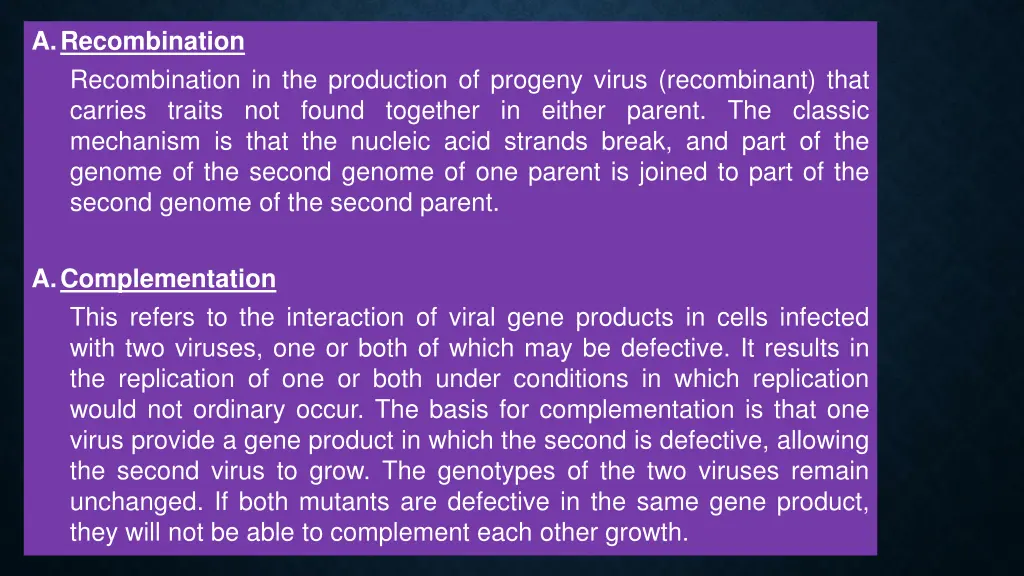 a recombination recombination in the production