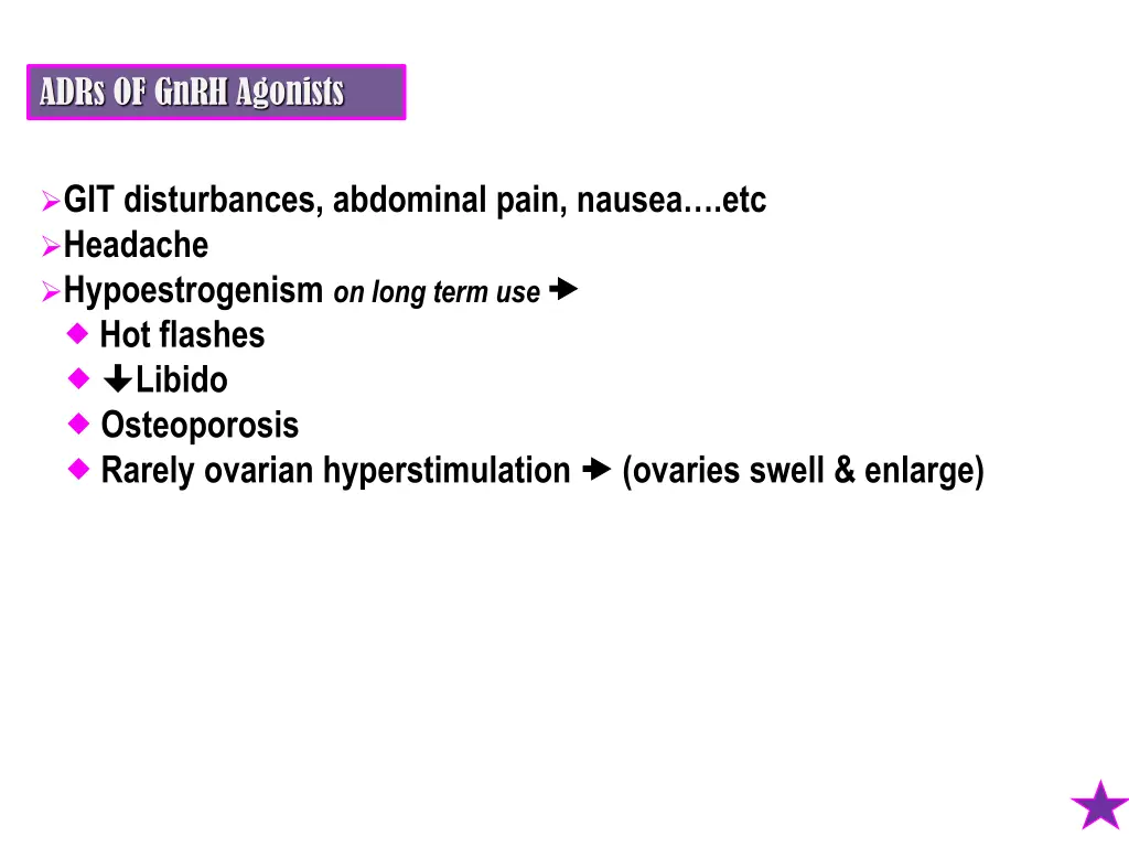 adrs of gnrh agonists
