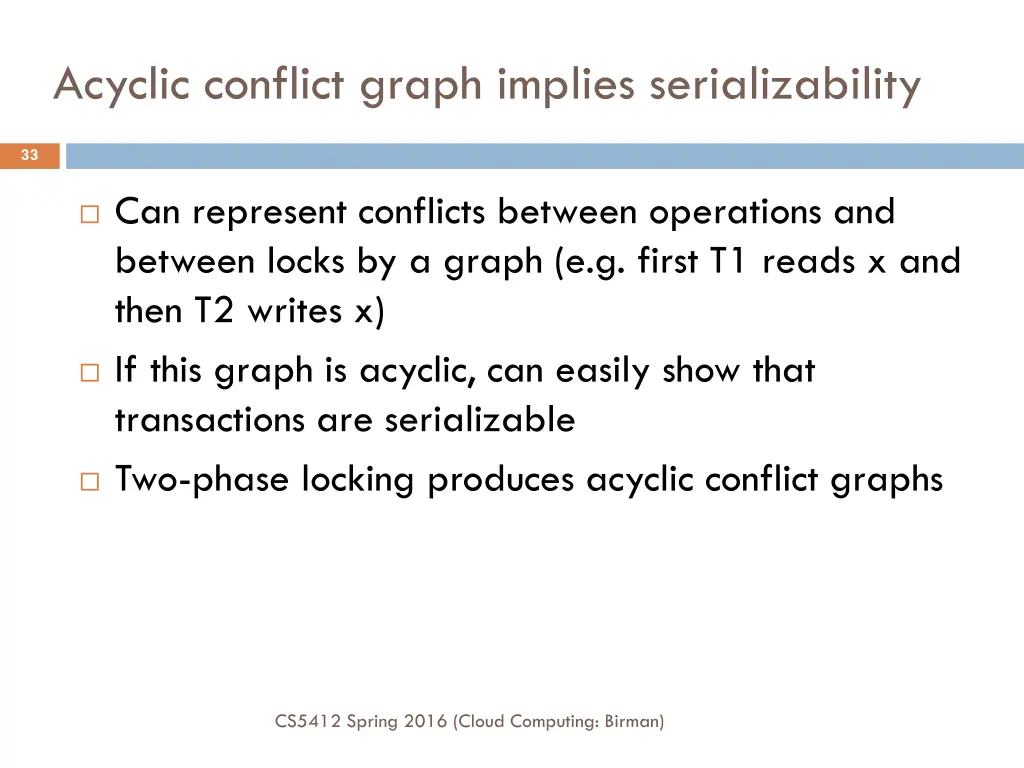 acyclic conflict graph implies serializability