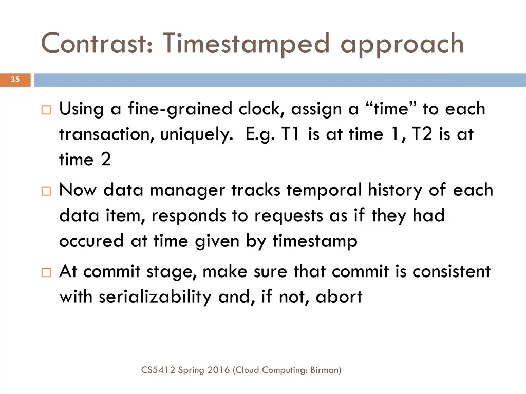 contrast timestamped approach