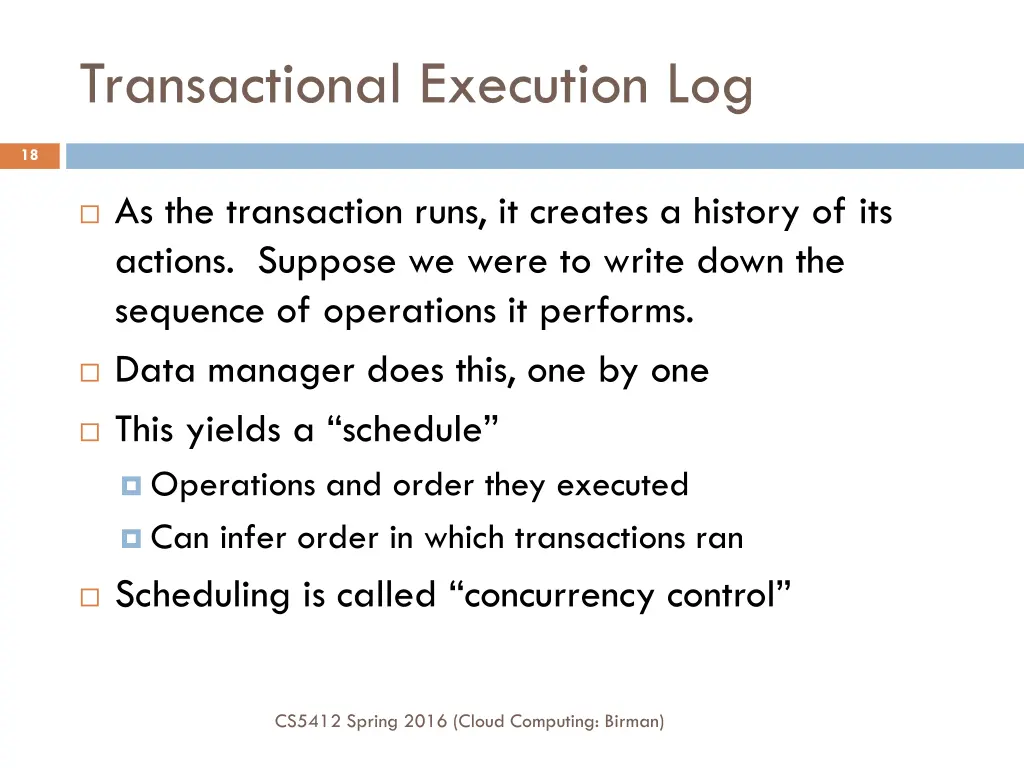 transactional execution log