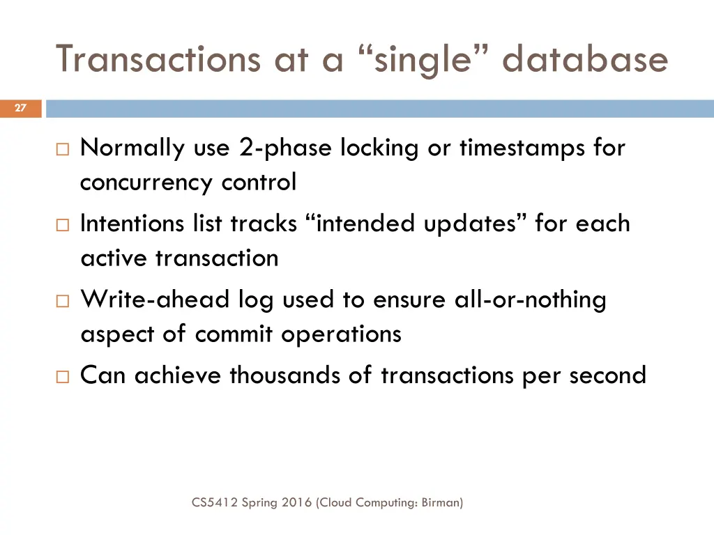 transactions at a single database