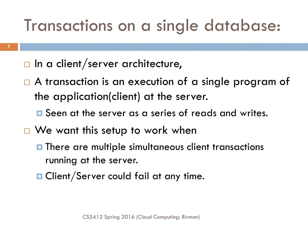 transactions on a single database
