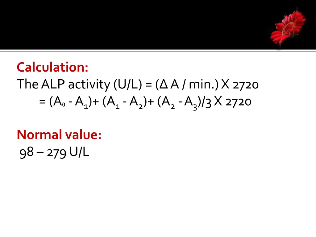 calculation the alp activity u l a min x 2720