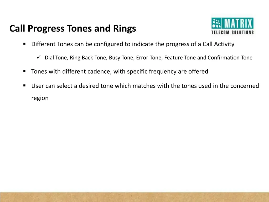call progress tones and rings