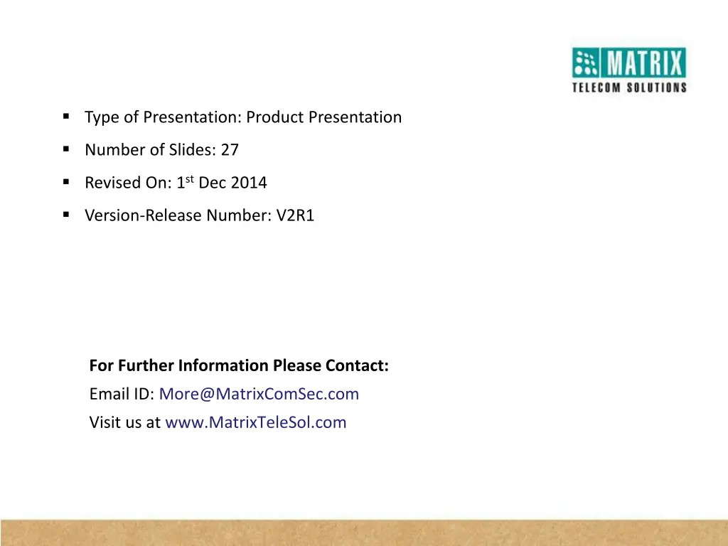 type of presentation product presentation