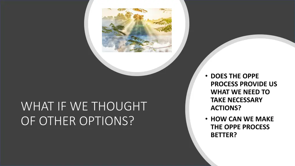 does the oppe process provide us what we need