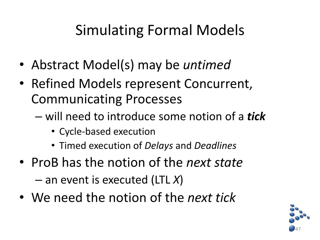 simulating formal models