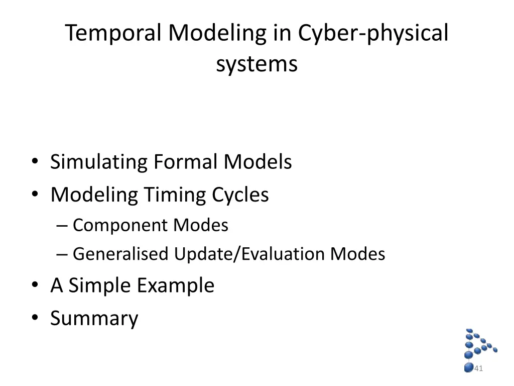 temporal modeling in cyber physical systems