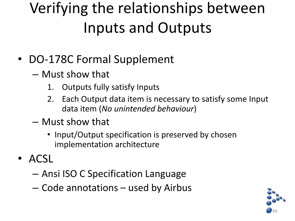 verifying the relationships between inputs