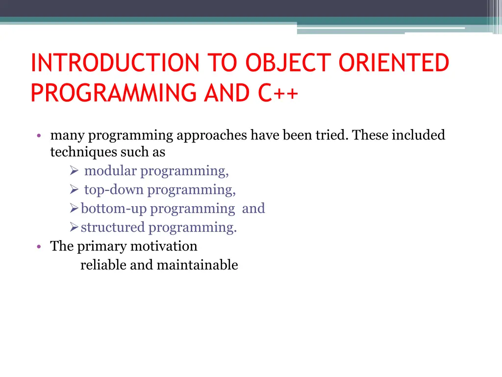 introduction to object oriented programming and c