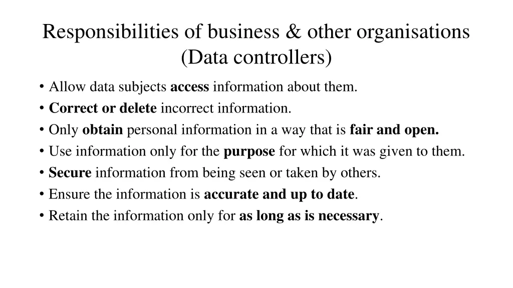 responsibilities of business other organisations