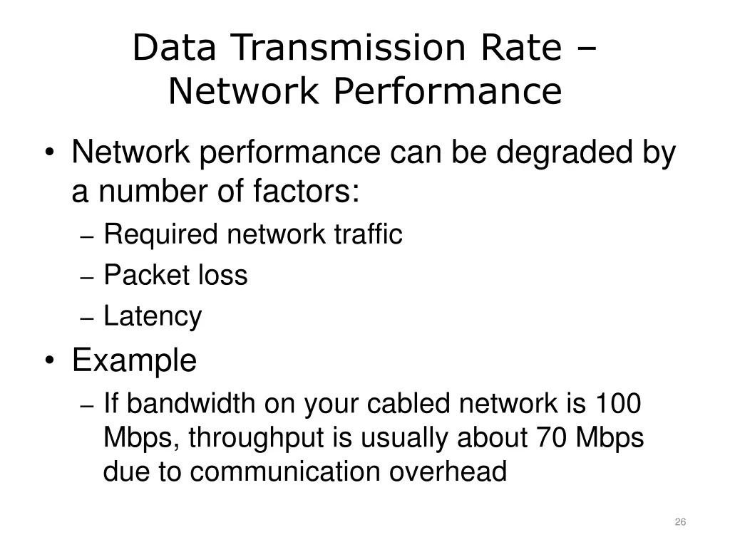 data transmission rate network performance