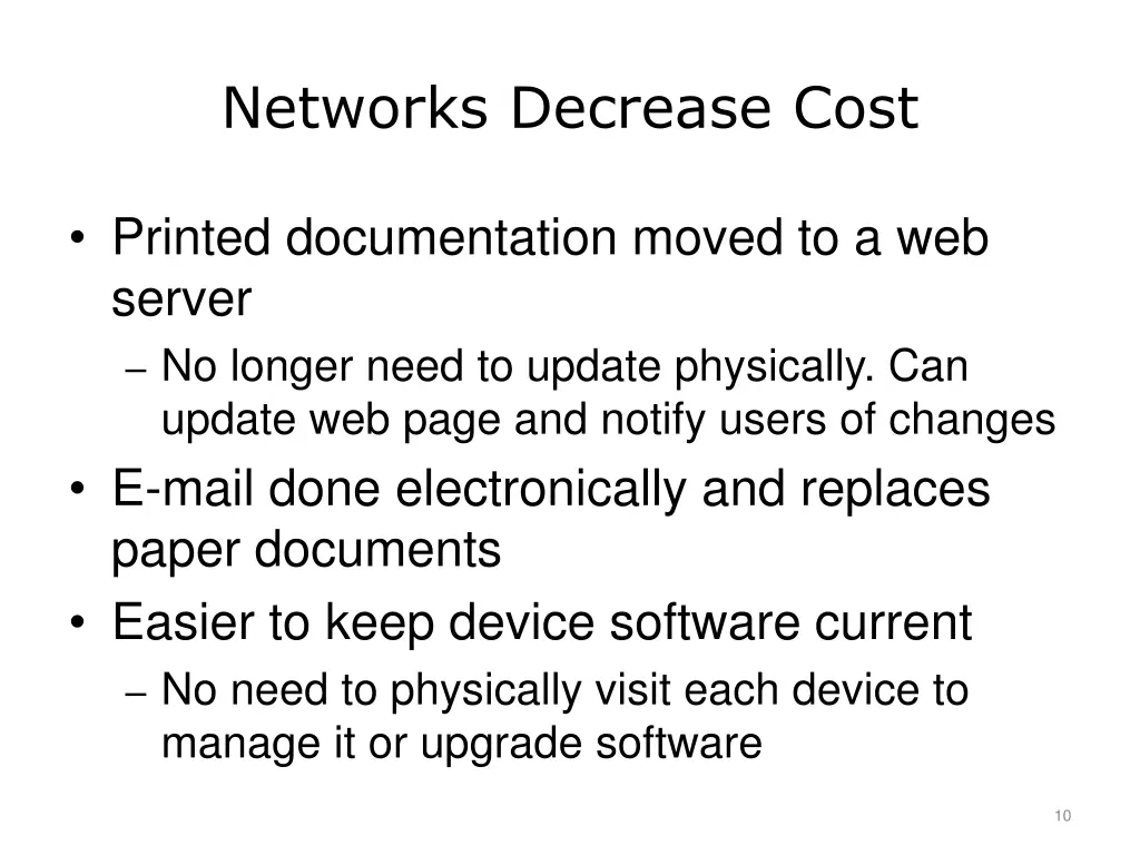 networks decrease cost