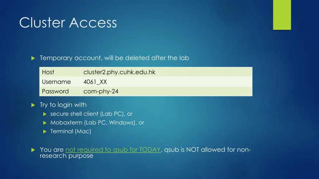 cluster access