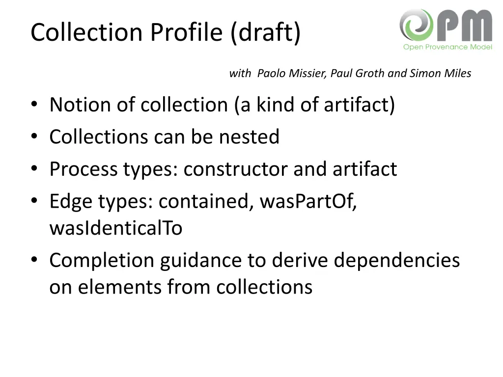 collection profile draft