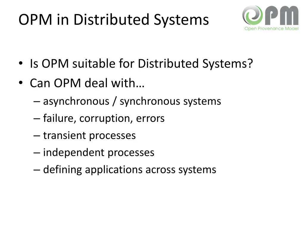 opm in distributed systems