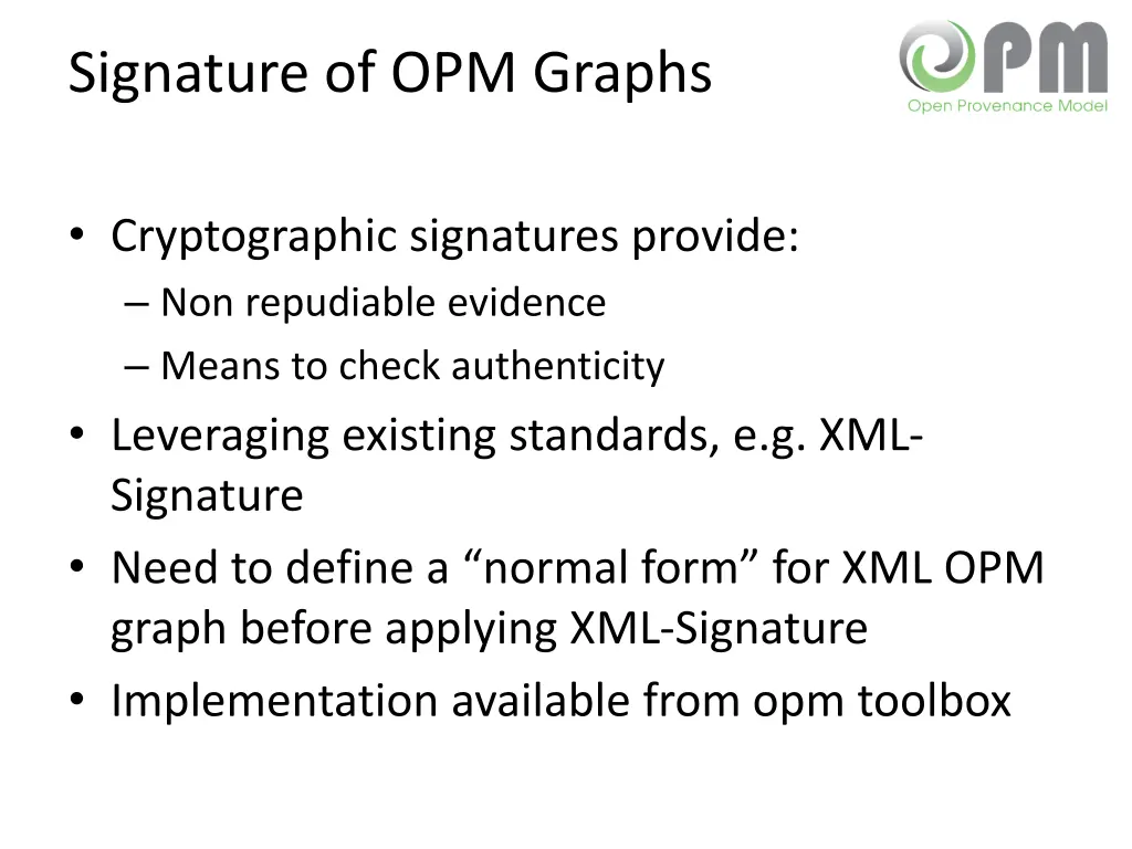 signature of opm graphs