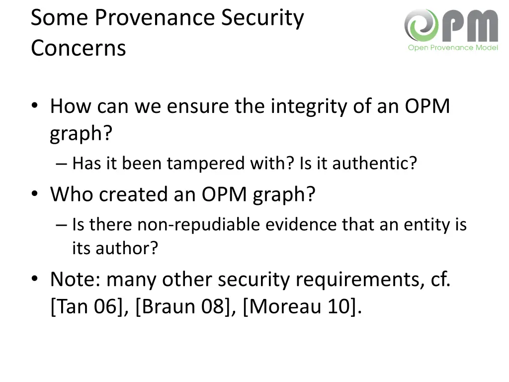 some provenance security concerns