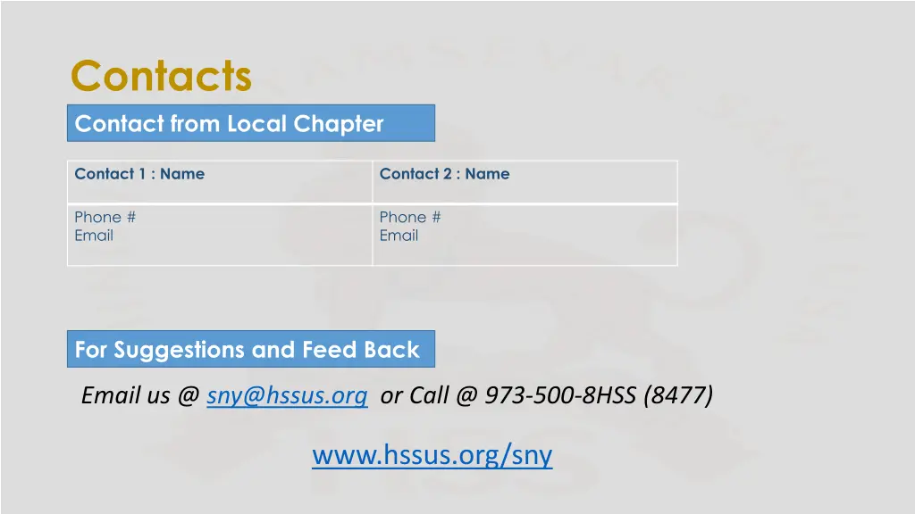 contacts contact from local chapter