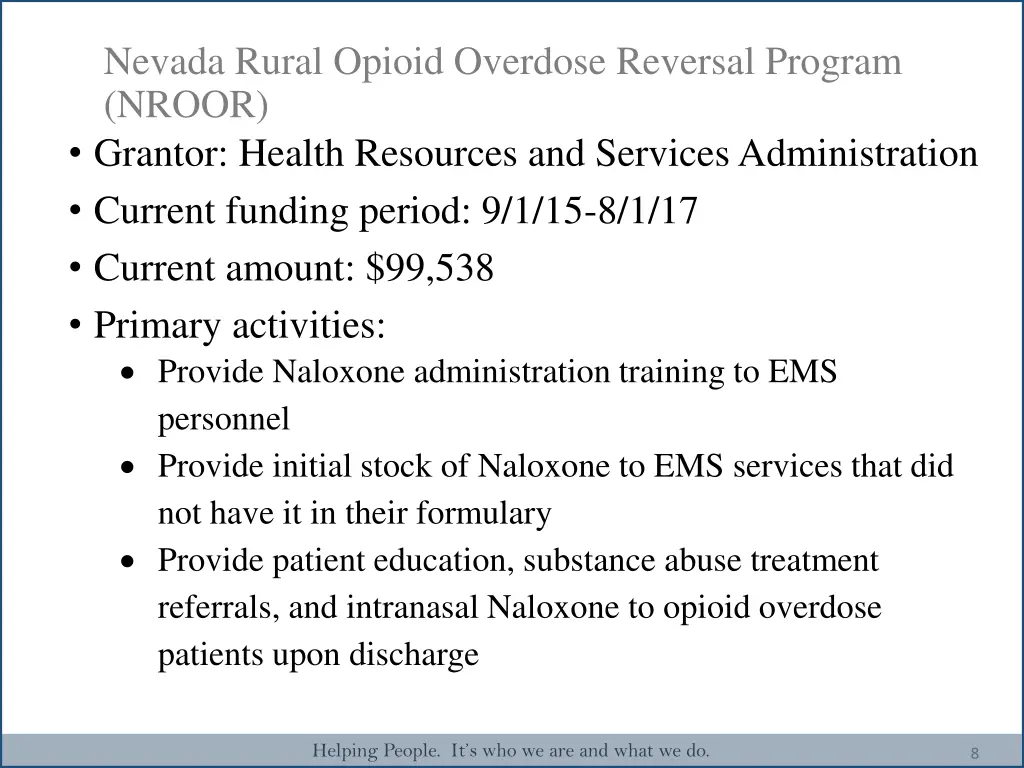 nevada rural opioid overdose reversal program