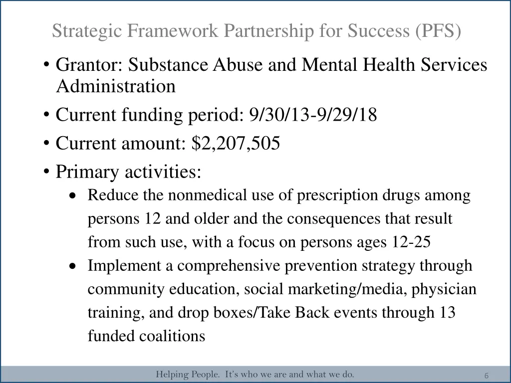 strategic framework partnership for success pfs