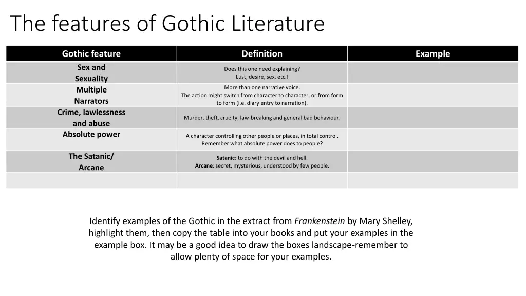 the features of gothic literature 1