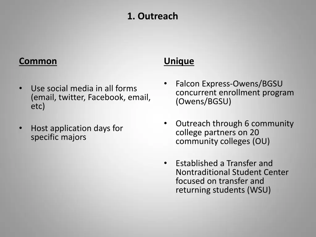 1 outreach