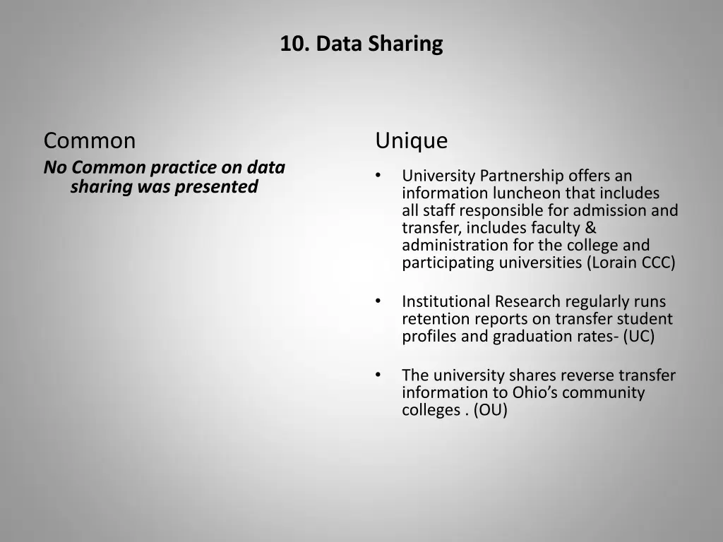 10 data sharing