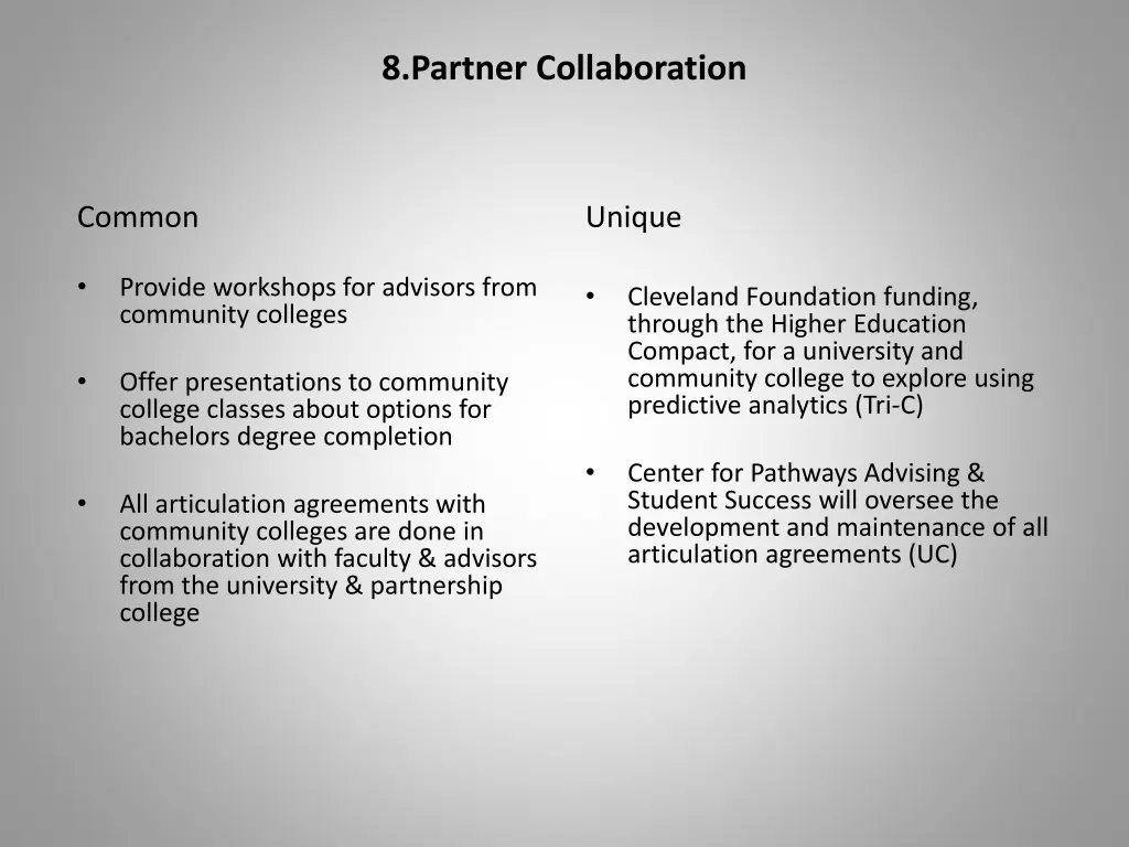 8 partner collaboration