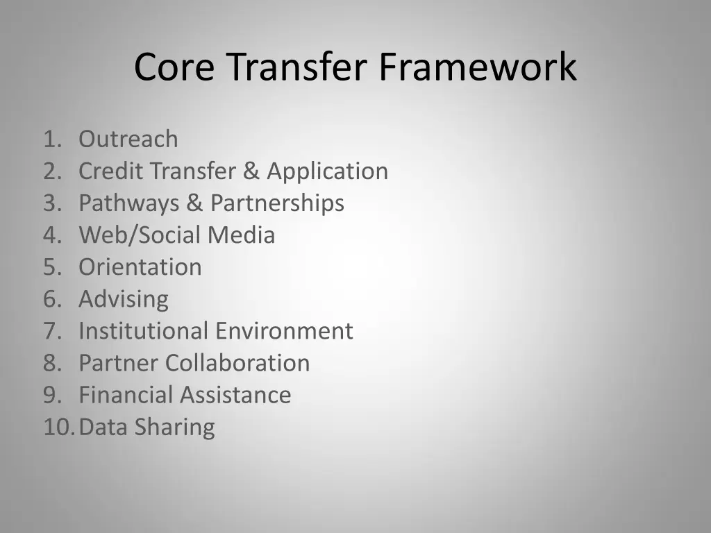 core transfer framework