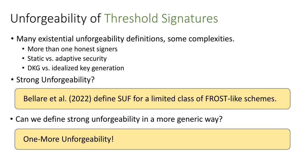 unforgeability of threshold signatures