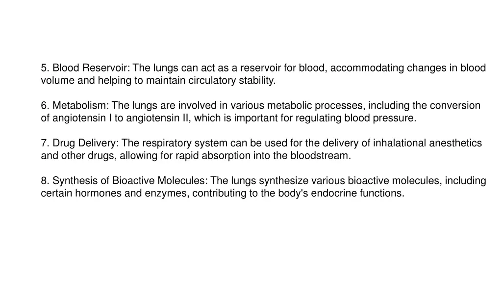 5 blood reservoir the lungs