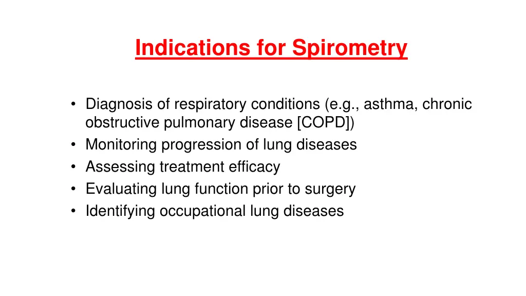 indications for spirometry