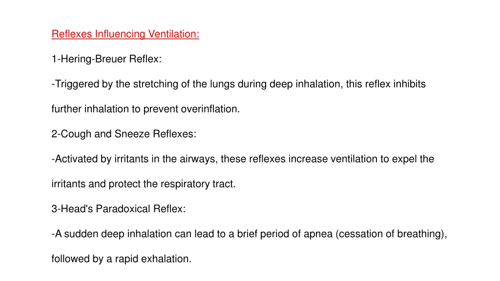 reflexes influencing ventilation