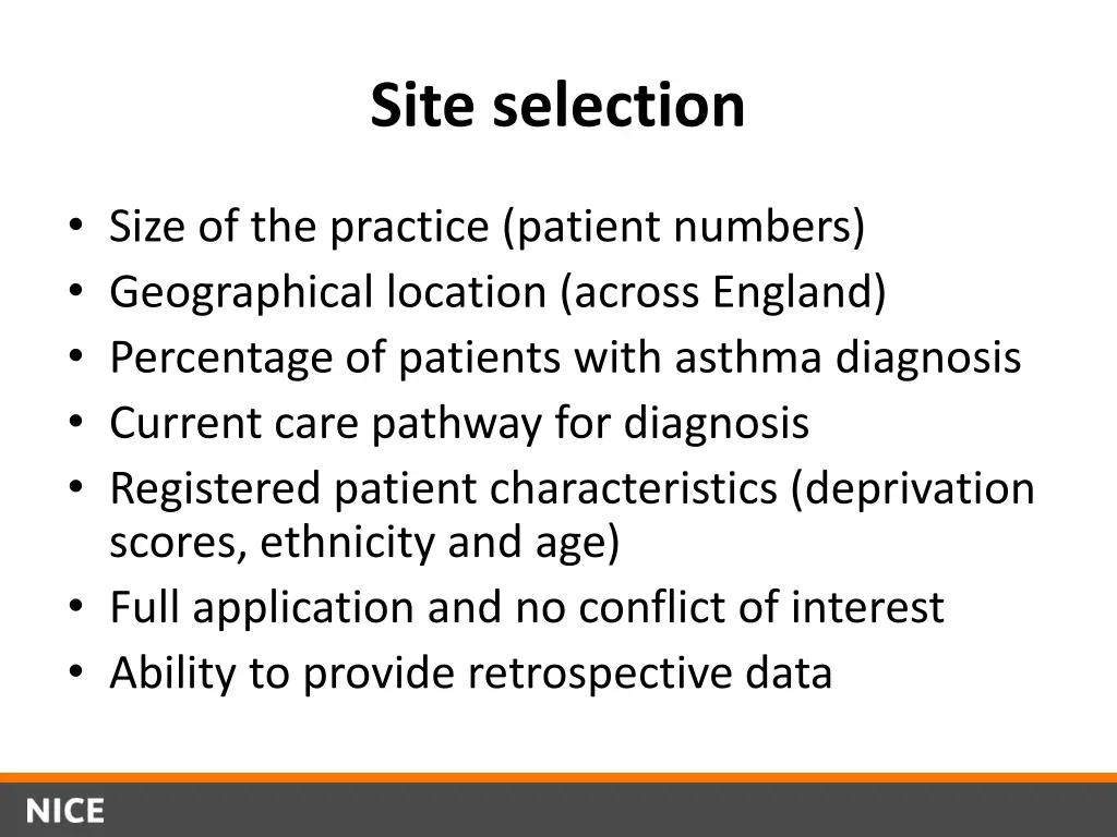site selection