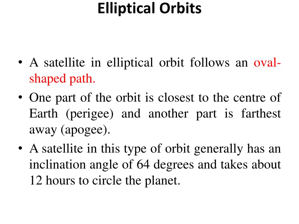 elliptical orbits