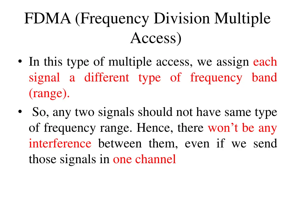 fdma frequency division multiple access