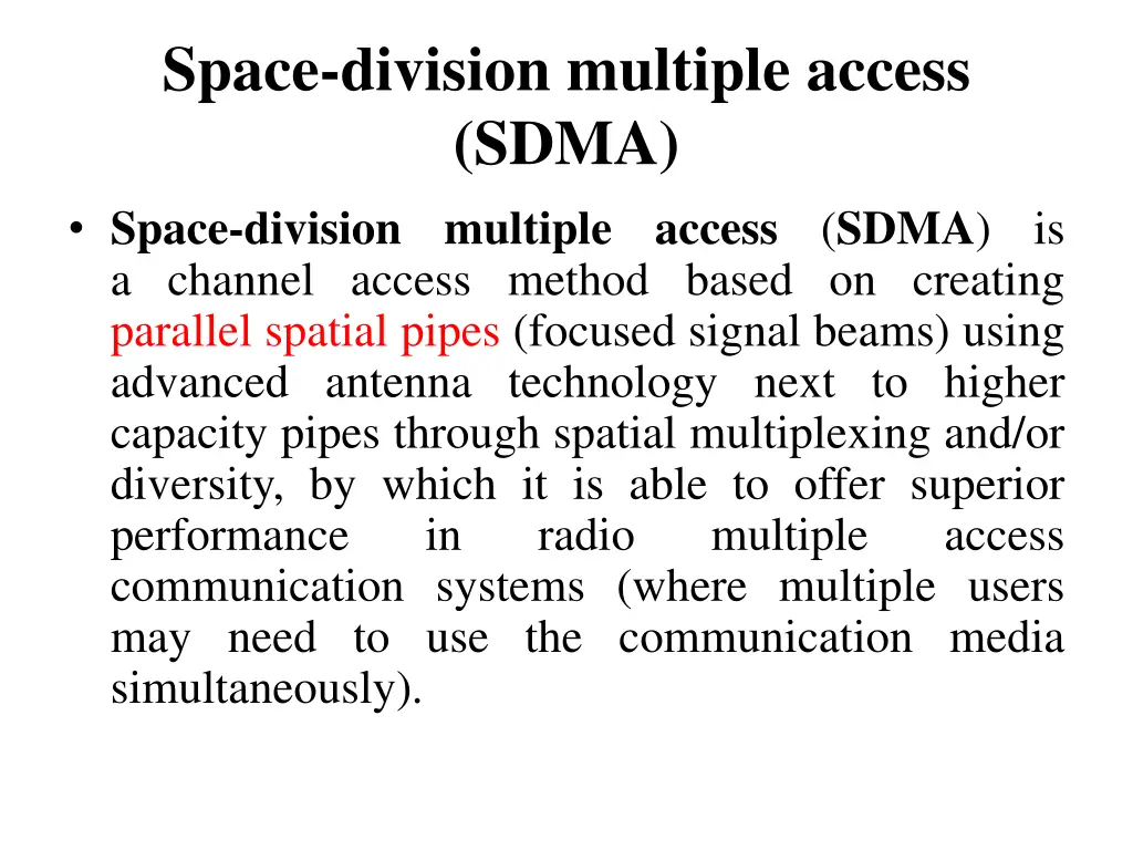 space division multiple access sdma space