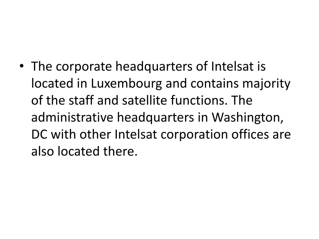 the corporate headquarters of intelsat is located