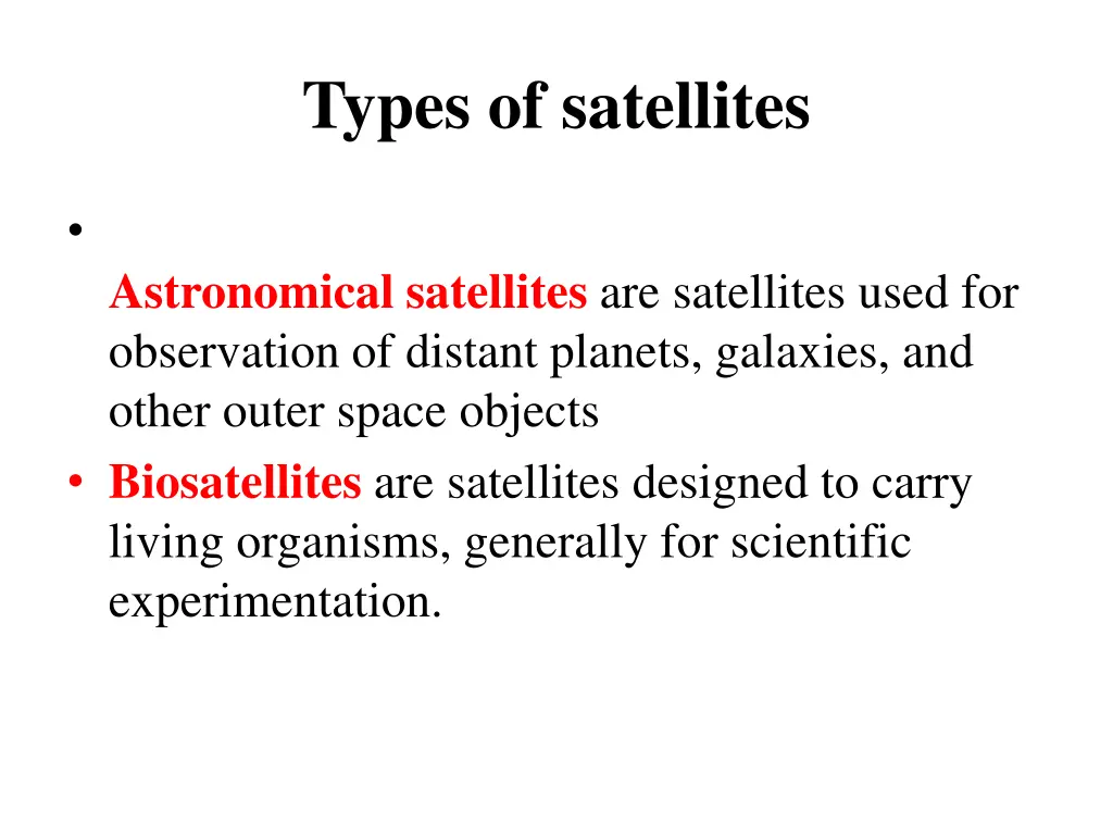 types of satellites