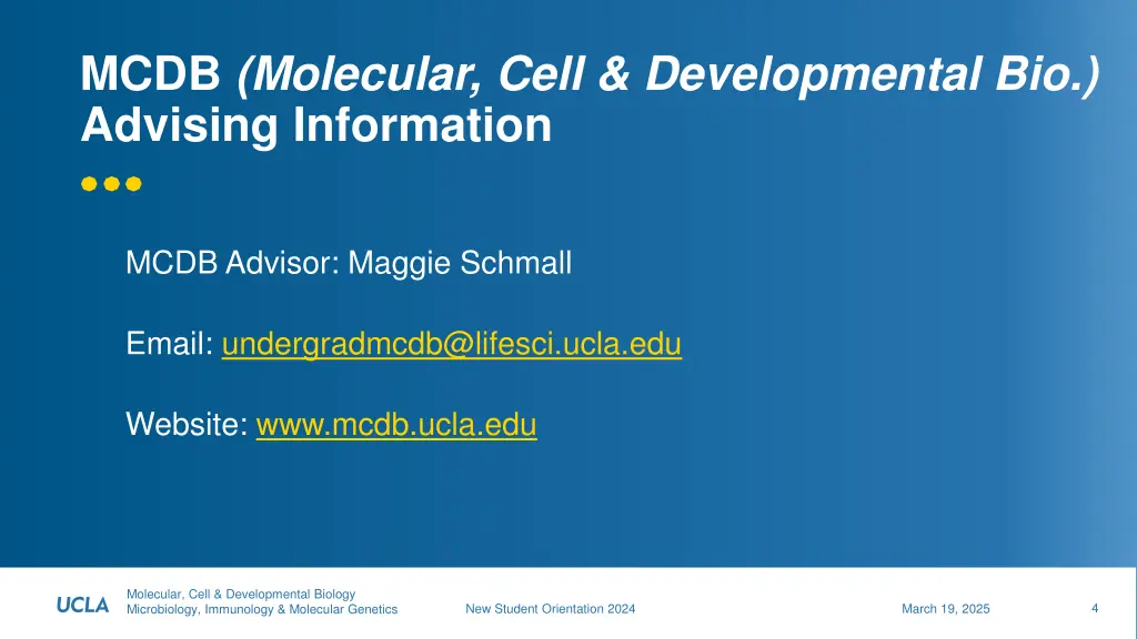 mcdb molecular cell developmental bio advising