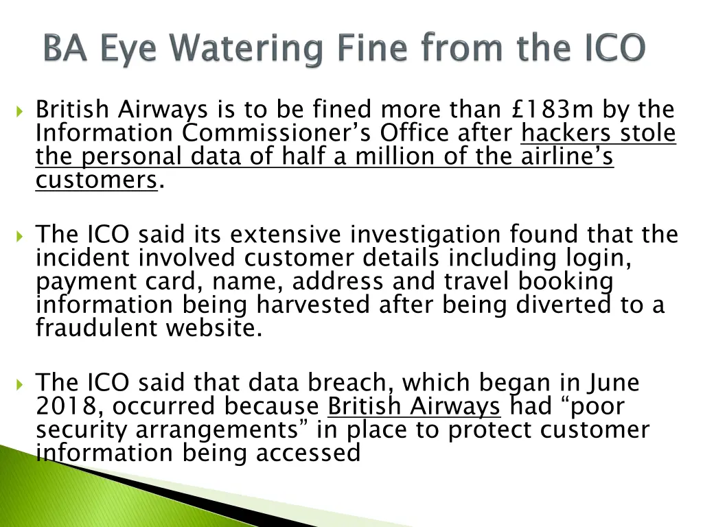 british airways is to be fined more than 183m